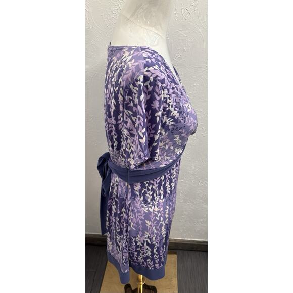 Vintage B. Moss Purple Twist Knot Front Short Sleeve Top Size Large Babydoll - Picture 5 of 6